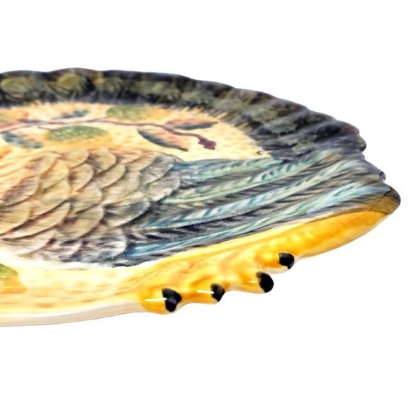 Vintage Hand Painted in Italy Majolica Italica ARS Ceramic Turkey Serving Dish - Picture 3 of 11